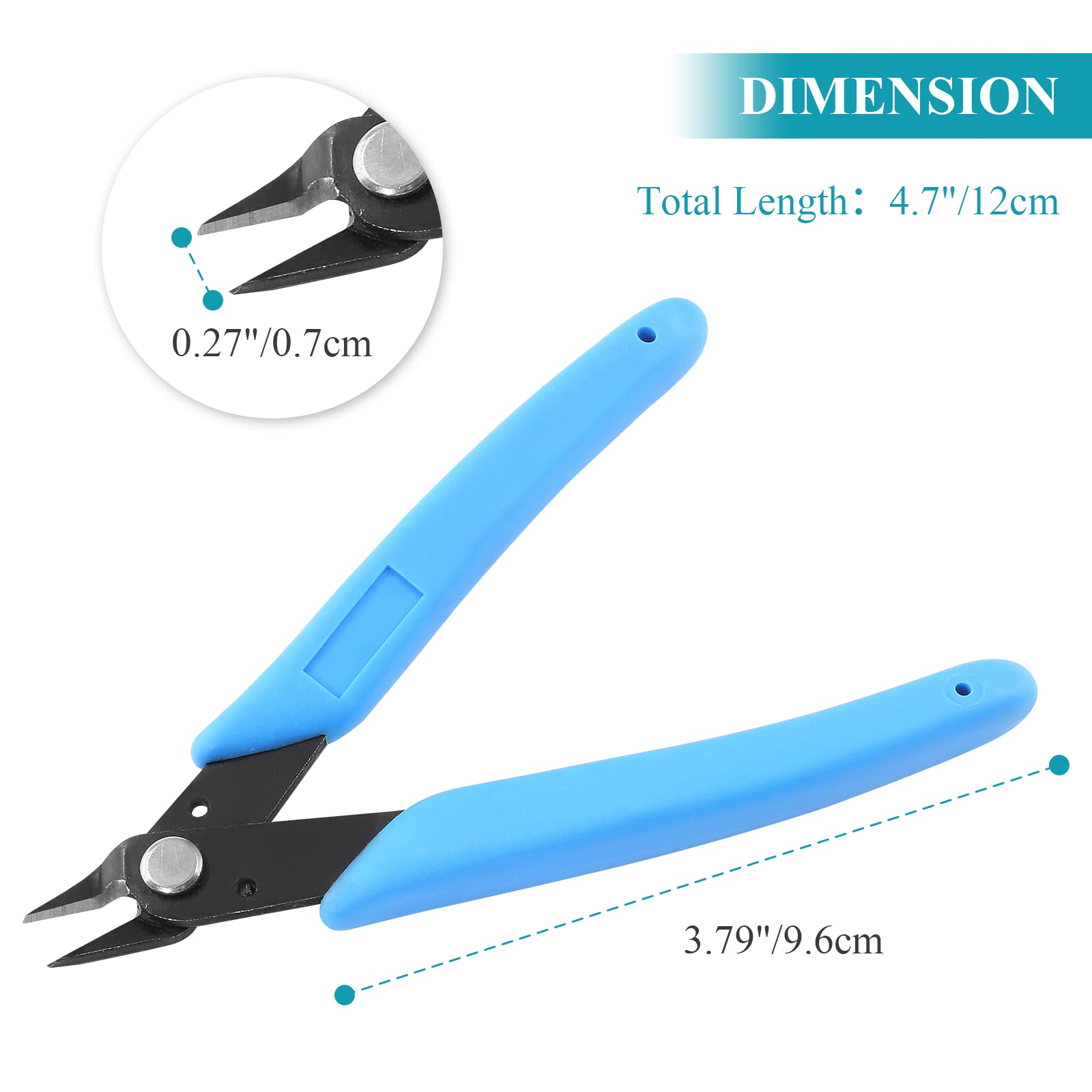 5 Inch Blue Micro Diagonal Wire Cutters - Flush Cut Mini Snips, Zip Tie & Electronics Cutter (3-Pack, Light Blue) | Precision Cutting for DIY, Jewelry Making & Electrical Projects