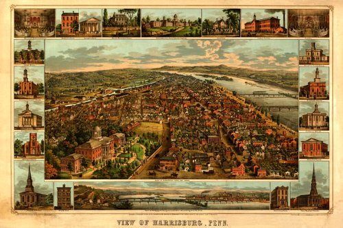 Vintage Harrisburg 1855 Pennsylvania Capital City Map - 20