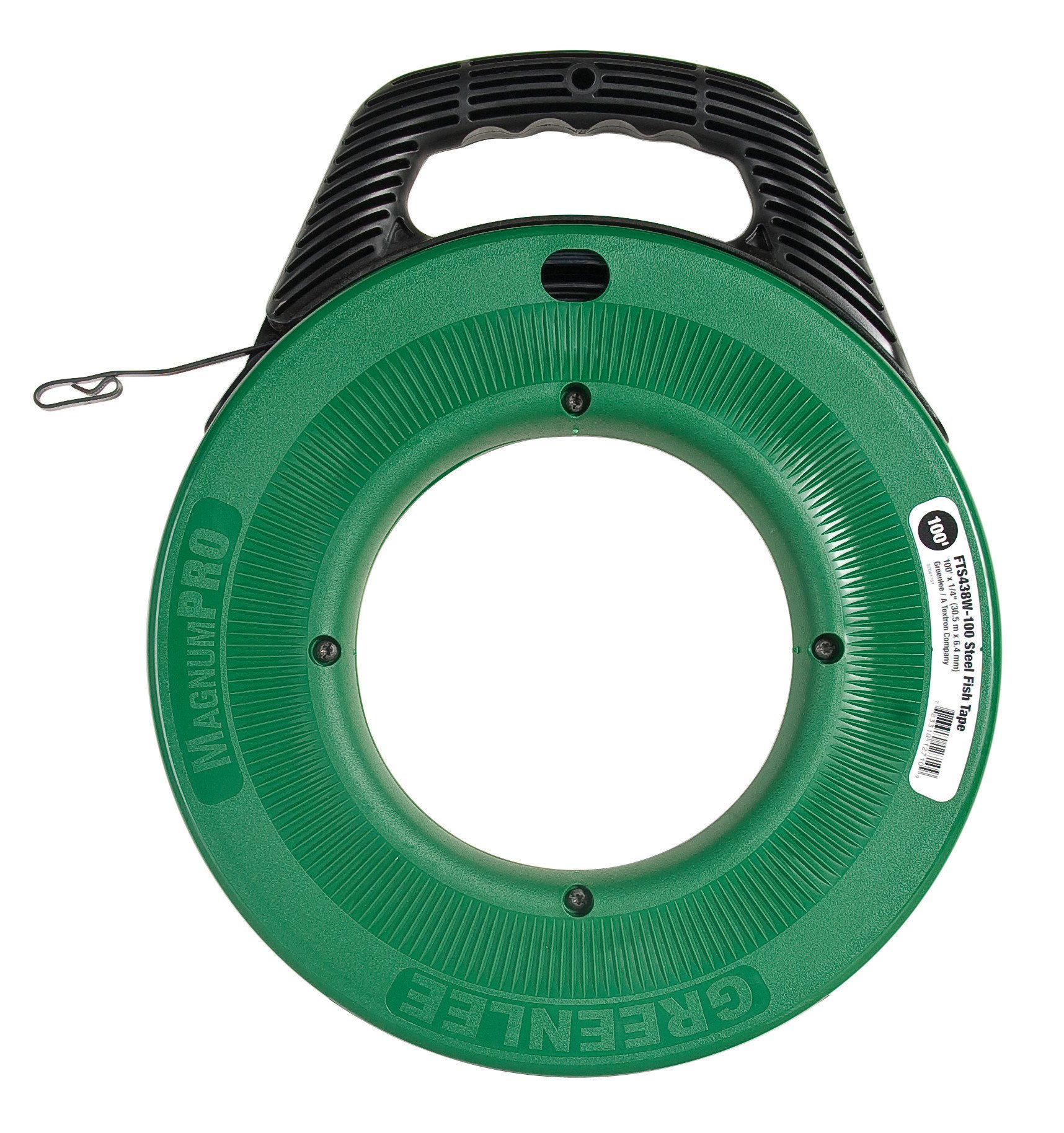 Greenlee FTS438W-100 1/4-Inch x 100-Feet Steel Fish Tape for Electrical Wiring - Professional Electrician Tool for Pulling Wires Through Conduit & Tight Spaces