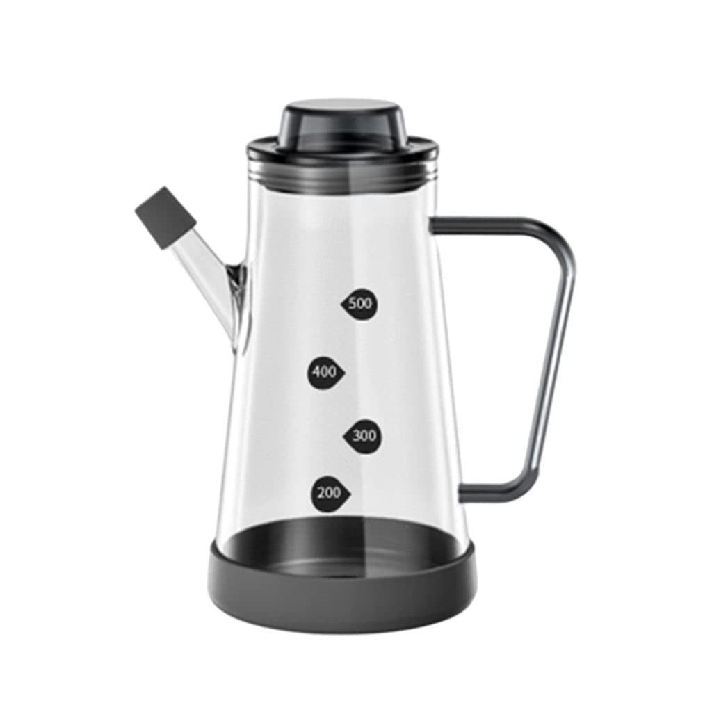 Premium 700ml Borosilicate Glass Oil & Vinegar Dispenser with Auto-Sealing Cap - Durable Kitchen Essential for Olive Oil, Cooking Oil & Vinegar - Perfect for Salad Dressing, Cooking & Baking (Grey)
