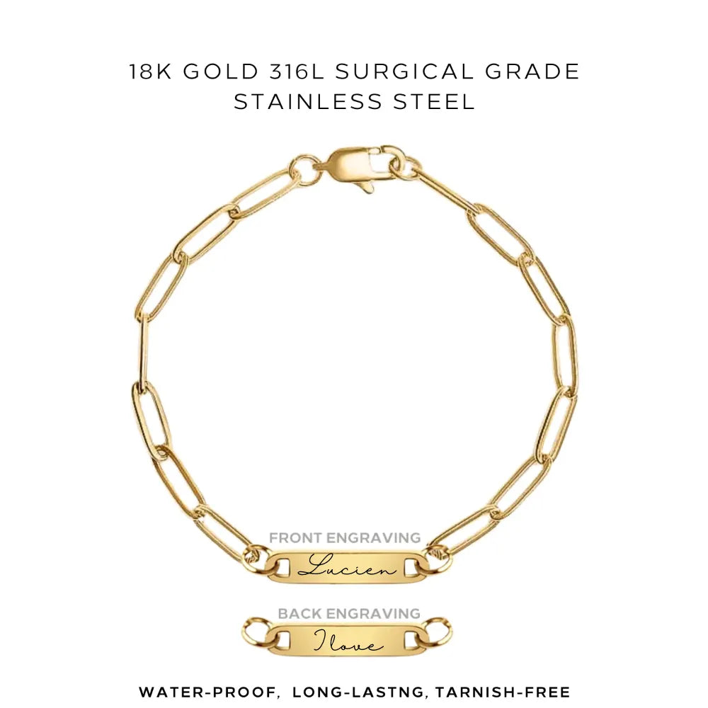 Personalized Engraved Paperclip Bracelet - Custom Name Jewelry Gift for Women - Perfect for Anniversaries, Birthdays & Special Occasions