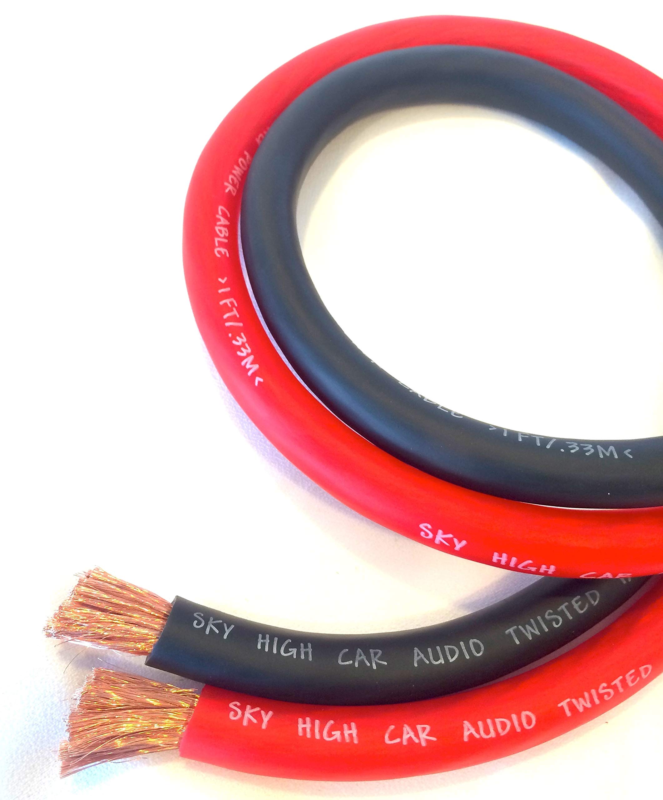 50 ft 1/0 Gauge CCA Power Ground Wire - 25' Red & 25' Black - Heavy Duty Car Audio Electrical Wiring for Amplifiers, Subwoofers, and Stereo Installations - Perfect for DIY Car Audio Upgrades and Electrical Repairs