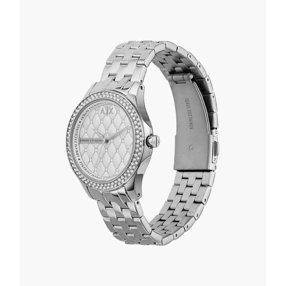 Armani Exchange AX5215 Women's Watch - Silver Stainless Steel Strap, Fashionable Analog Watch for Women | Perfect for Office, Party & Everyday Wear