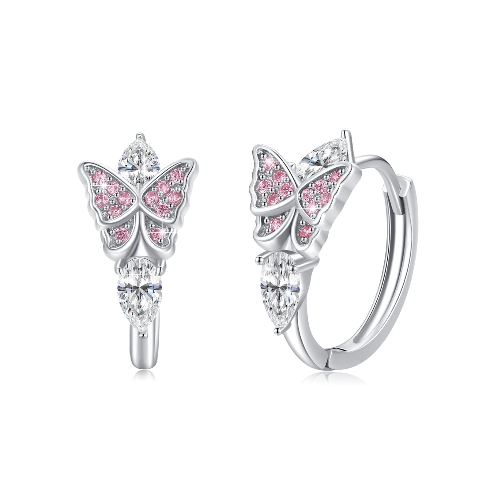 Sterling Silver CZ Butterfly Drop Dangle Earrings for Women - Elegant Butterfly Jewelry Gift for Her, Perfect for Parties, Weddings & Everyday Wear