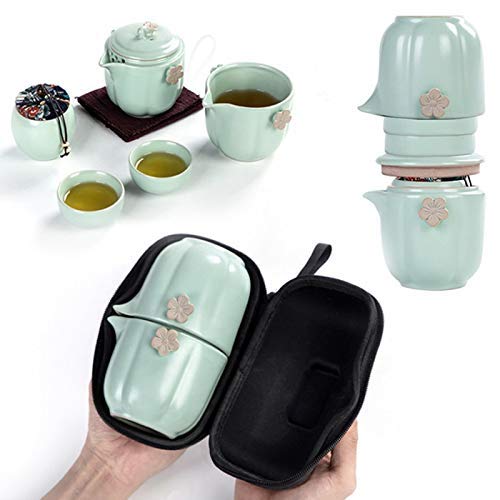 Premium Portable Kung Fu Tea Set - Ceramic Teapot & Gaiwan Cups for Travel & Tea Ceremony | Traditional Chinese Porcelain Teaware for Home, Office & Outdoor Use