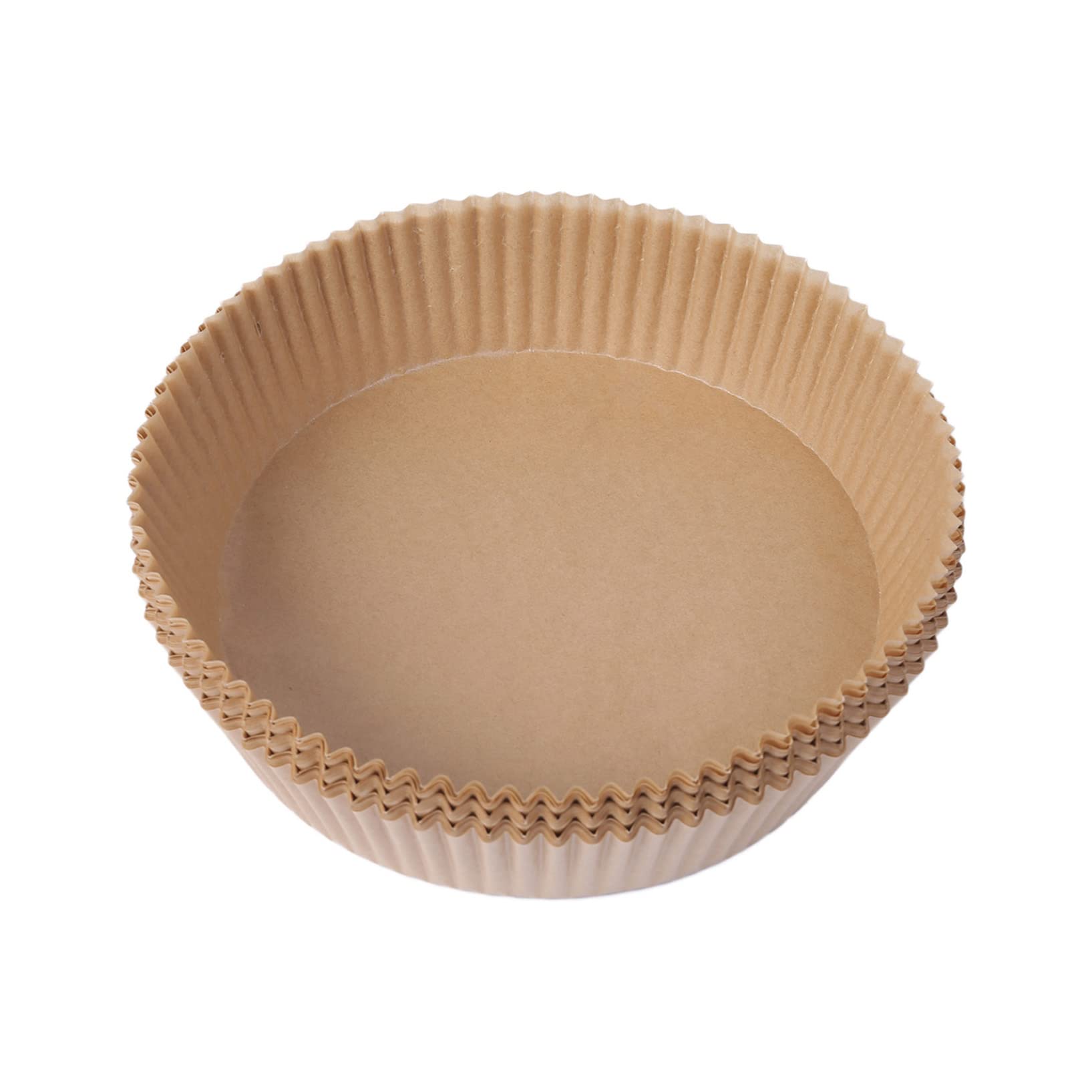 Non-Stick Air Fryer Disposable Paper Liners - 50/100/200Pcs 6.5x1.9 inch Round Baking Sheets, Oil & Water Proof Cooking Paper for Air Fryer, Oven & Microwave - Perfect for Healthy Frying, Baking & Reheating (50Pcs Beige Brown 16x20x4.5CM)