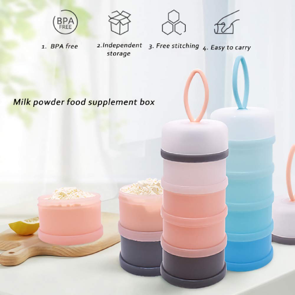 Organic Baby Formula Dispenser - 4 Layer Stackable & Portable Powder Container for Travel, BPA Free - Perfect for Milk Powder, Protein Powder, Snacks, Nuts & Small Fruits - Ideal for On-the-Go Parents, Gym & Outdoor Activities