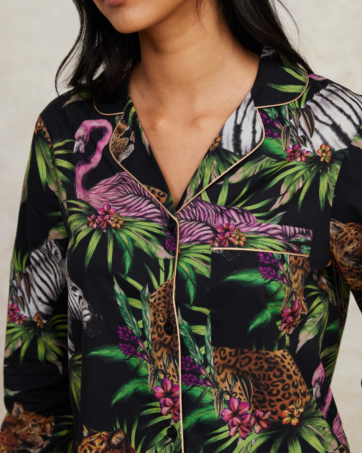 Organic Cotton Long Sleeve Pajama Set with Wild Nights Print - Soft & Breathable Sleepwear for Women, Perfect for Cozy Nights & Relaxing at Home