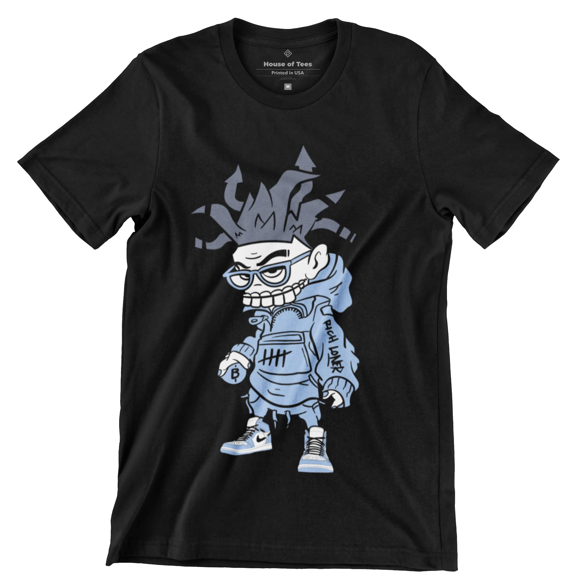 Jordan 1 Carolina Blue Sneaker Matching T-Shirt - Rich Loaner Brah Style - Perfect for Sneakerheads & Streetwear Fashion (Ideal for Sneaker Events, Casual Outfits & Jordan Fan Collections)