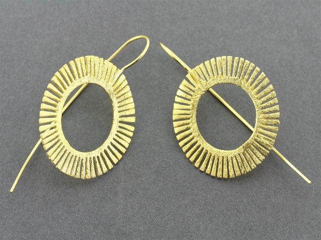 22K Gold Plated Sterling Silver Feather Circle Earrings for Women - Elegant Boho Jewelry for Parties, Weddings & Everyday Wear