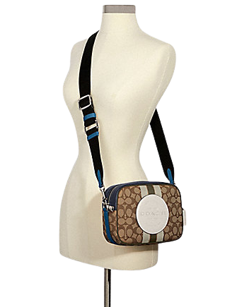 Coach Dempsey Camera Bag - Signature Jacquard with Stripe & Patch - Stylish Crossbody Purse for Women - Perfect for Work, Travel & Everyday Use
