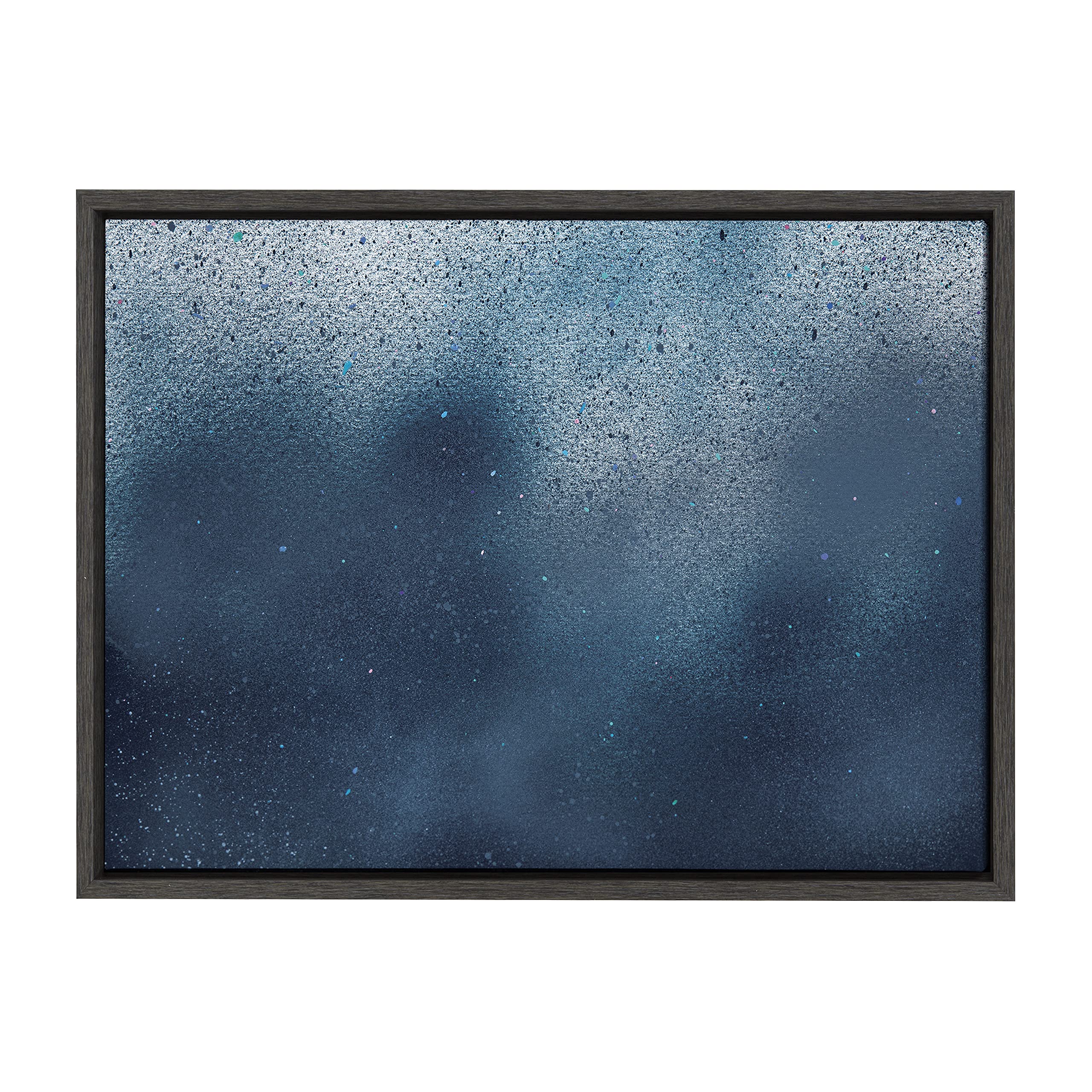Jeff in Space Framed Canvas Wall Art - 18x24 Gray Abstract Print by Kate & Laurel x Mentoring Positives | Modern Home & Office Decor for Living Room, Bedroom, or Workspace
