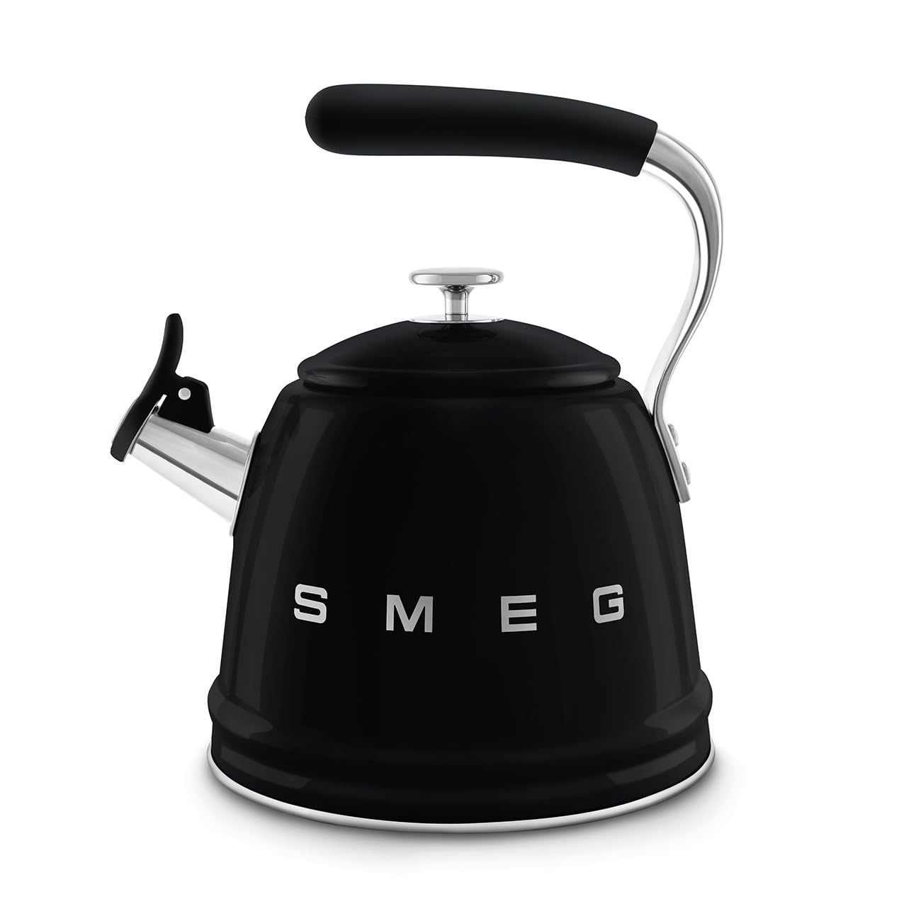 SMEG Retro Style Whistling Tea Kettle - 2.4 Quart (Black) - Vintage Stovetop Kettle for Gas & Electric Ranges - Perfect for Tea, Coffee & Hot Water Preparation in Kitchen, Office or Camping