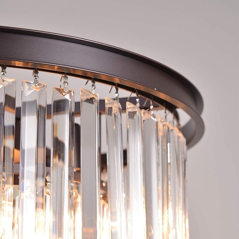 Modern Bronze Crystal Chandelier - 3-Tier Contemporary Pendant Light Fixture for Dining Room & Living Room | Elegant Ceiling Lighting for Home Decor, Weddings & Luxury Interiors