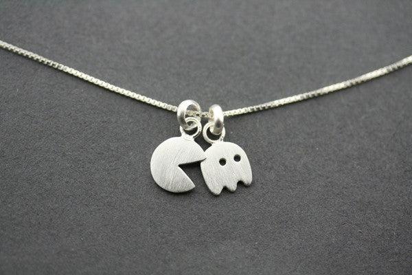 Pac-Man Necklace Sterling Silver - Retro Arcade Game Jewelry for Gamers & Fans - Perfect Gift for Birthday, Christmas & Cosplay