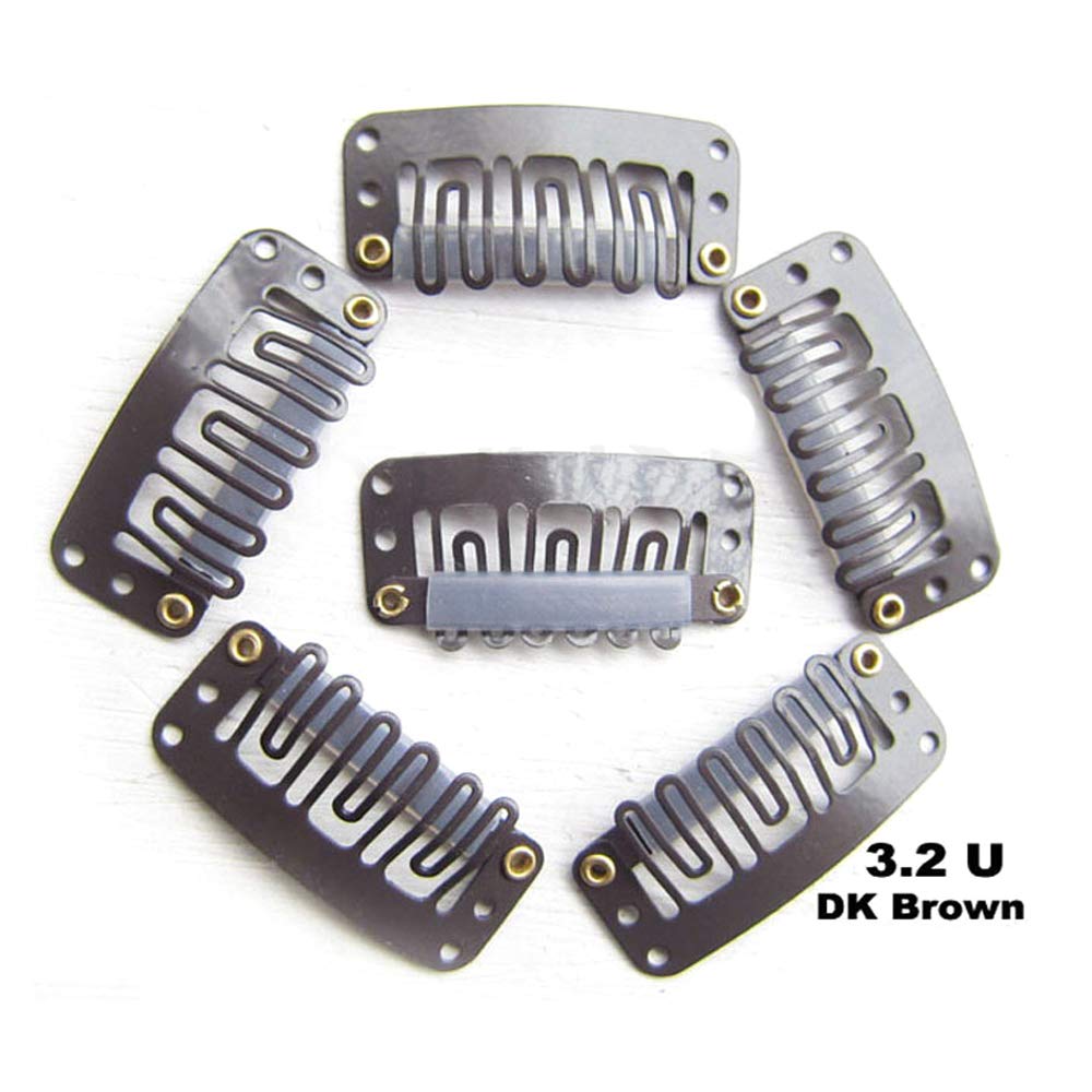 50pcs Hair Extension Clips U Shape - Blonde/Dark Brown/Light Brown/Black Snap Clips for Wigs & Wefts (32mm) | Secure Hold for Hair Extensions, Cosplay & Styling