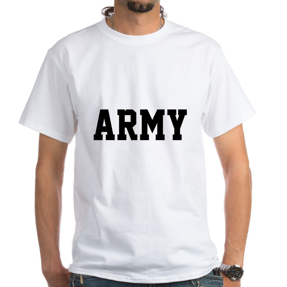Army T-Shirt 100% Cotton Military Tee for Men & Women - Comfortable White Casual Shirt for Veterans, Military Supporters & Patriotic Events