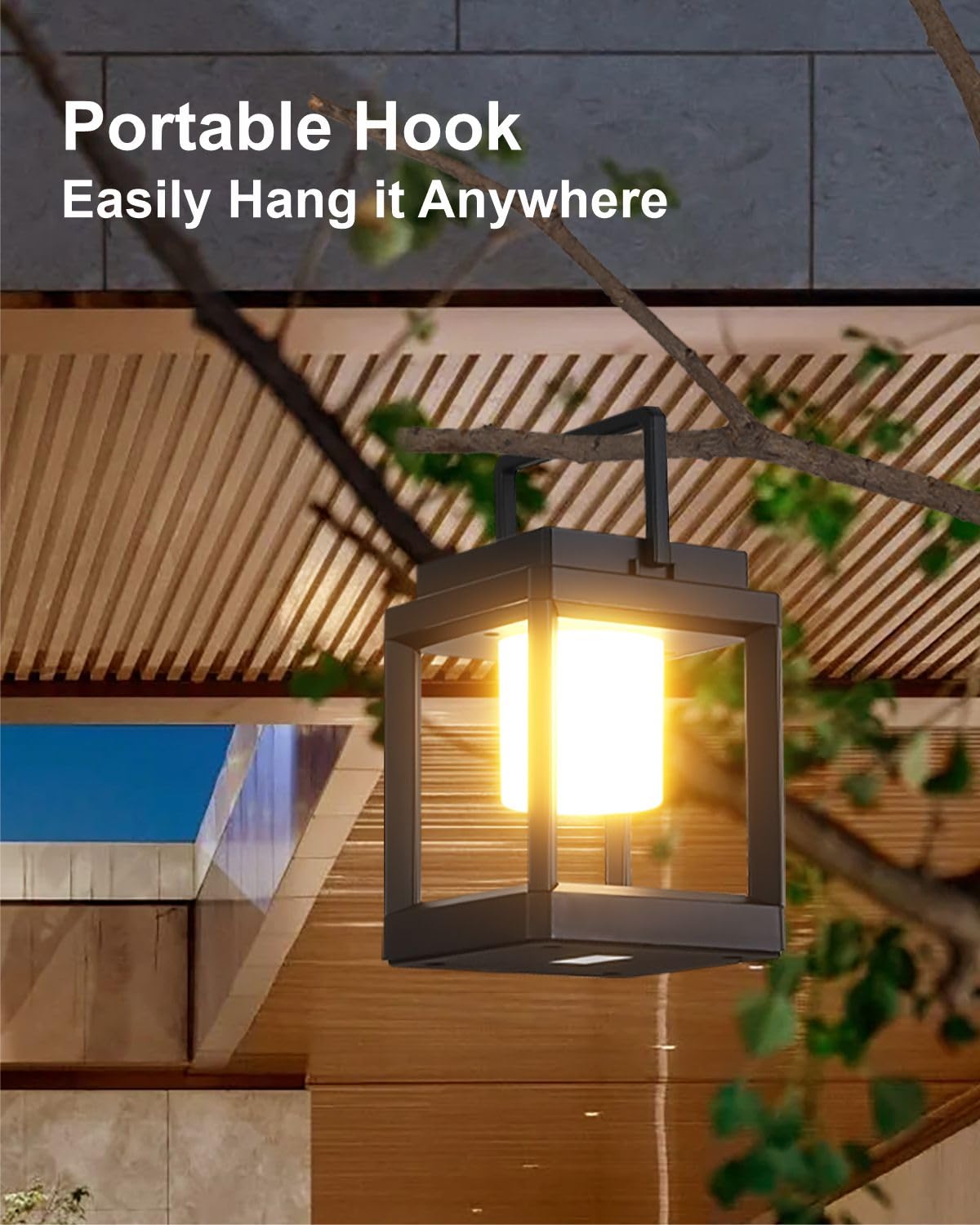 Solar Powered Outdoor Table Lamp - Waterproof LED Nightstand Light, Cordless Rechargeable Battery Operated Lantern for Patio, Garden, Camping & Reading | Perfect for Backyard Decor, Bedside Lighting and Outdoor Adventures