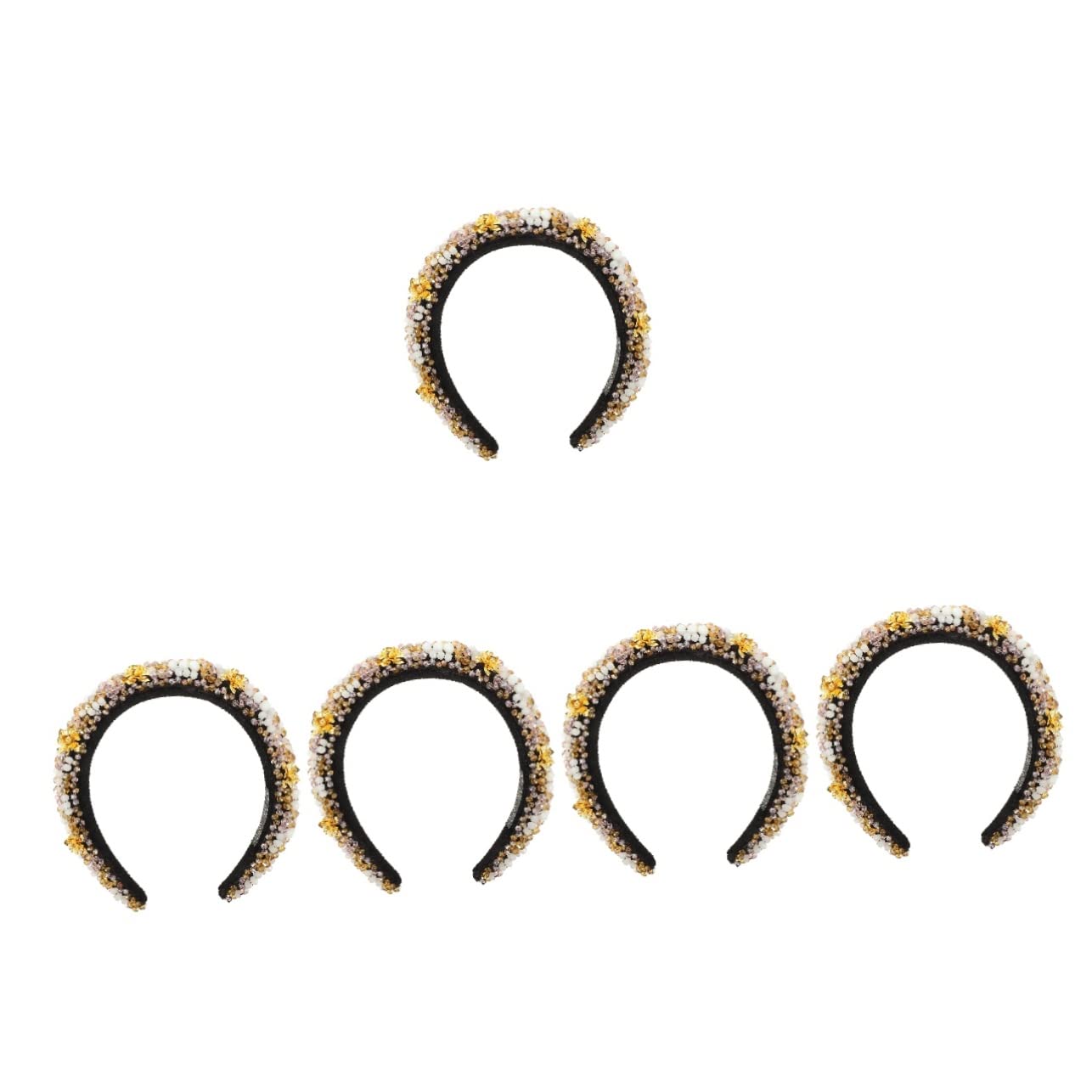 Minkissy 5pcs Beaded Headbands for Women - Rhinestone Padded Hair Accessories, Non-Slip Baroque Headpiece for Brides, Weddings, Parties & Fashion Makeup | Elegant Hair Bands for Special Occasions & Daily Wear