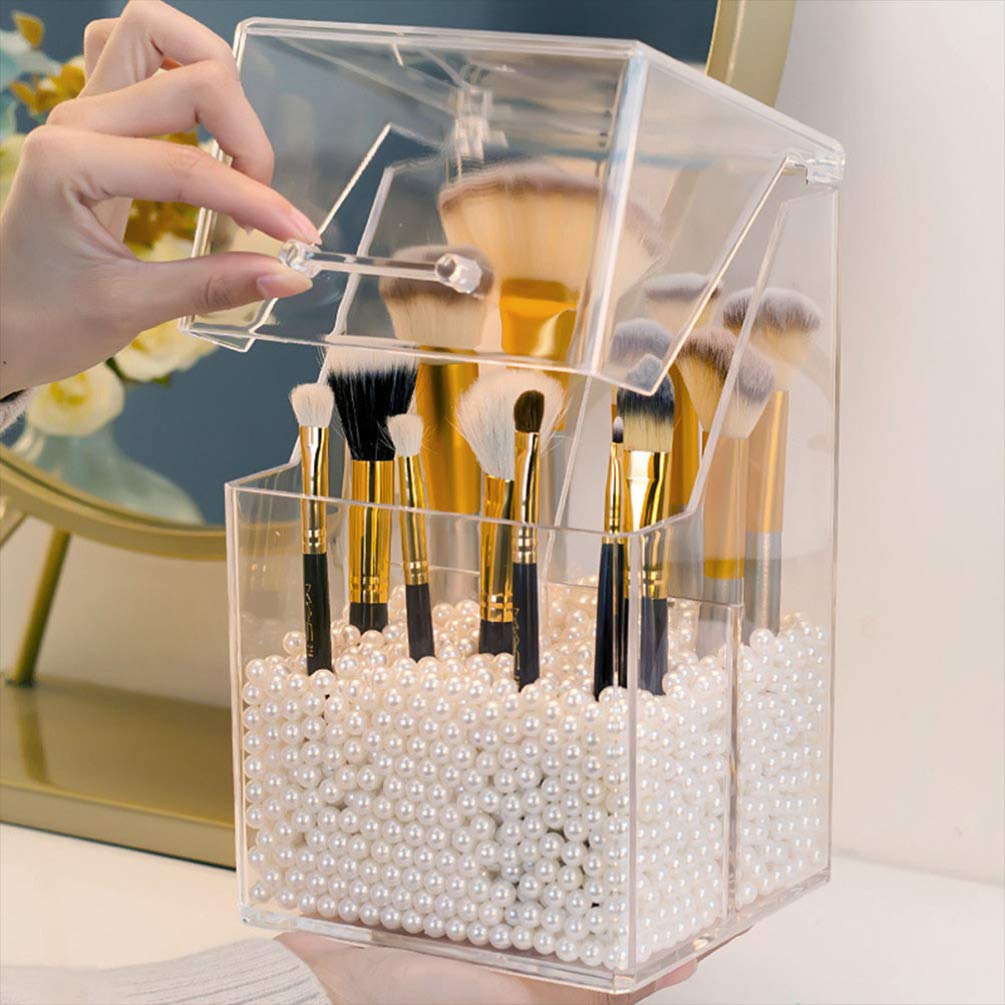 DOITOOL 1 Set Clear Acrylic Desktop Organizer - Flip Storage Box, Desk Drawer Organizer, Pencil Holder, Mini Brush & Kitchen Utensil Holder - Perfect for Office, School, Makeup & Craft Organization (Dropshipping Friendly)