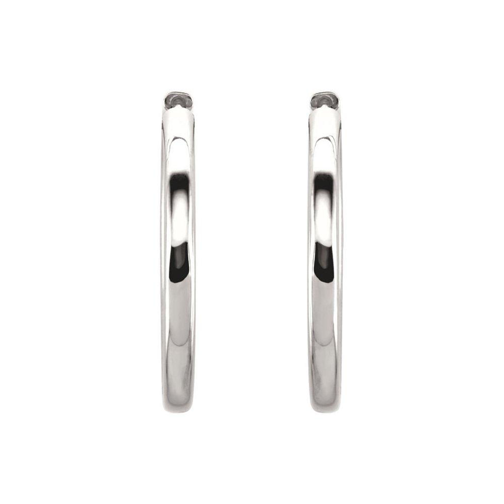 2.6mm Black Bow Hinged Endless Round Hoop Earrings - 29mm Sterling Silver for Everyday Wear & Special Occasions