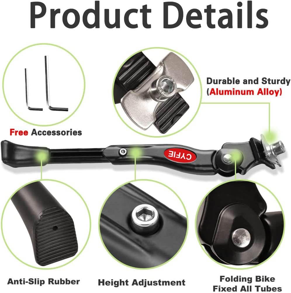 Adjustable Aluminum Alloy Bike Kickstand for 16-20 Inch Wheels - Universal Fit for Kids, Mountain, Road & Adult Bicycles - Perfect for Commuting, Leisure Rides & Sports Cycling