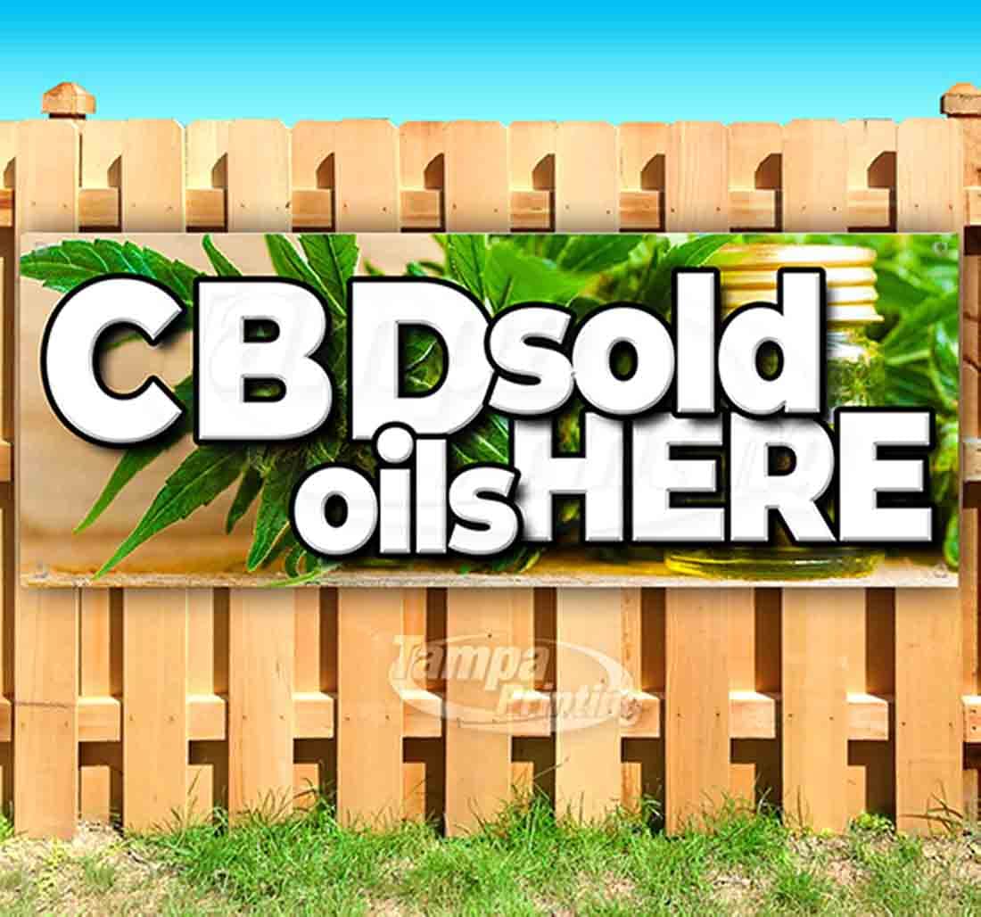 Premium 13 oz Heavy-Duty Vinyl CBD & Hemp Oil Advertising Banner - Single-Sided with Metal Grommets | Weather-Resistant Business Sign for Retail Stores, Dispensaries & Trade Shows