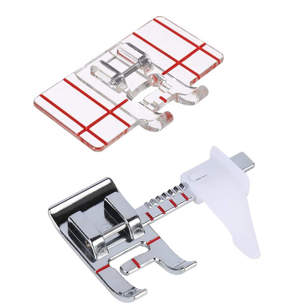 2PCS Sewing Machine Presser Foot Set - Adjustable Guide & Border Guide Presser Feet for Singer, Brother - Perfect for Quilting, Hemming & Decorative Stitching