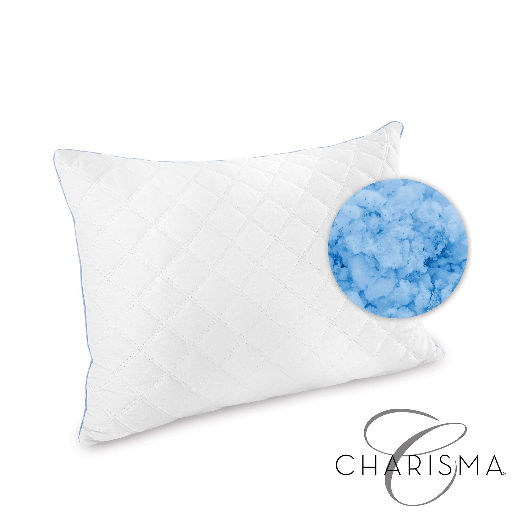 Charisma Gel Hybrid Bed Pillows - 2 Pack Cooling Memory Foam Pillows for Side, Back & Stomach Sleepers - Breathable & Supportive White Pillows for Better Sleep