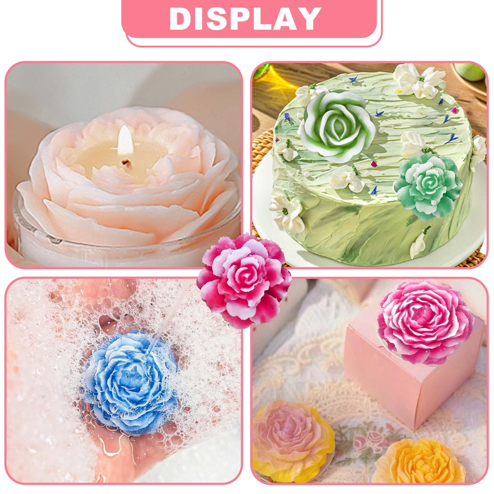 7-Cavity Flower Silicone Molds for Candle Making, Soap Crafting & Cake Decorating - Rose & Peony Shaped Molds for DIY Wax, Resin Casting, Chocolate, Mousse & Fondant - Perfect for Home Decor, Wedding Favors & Craft Projects