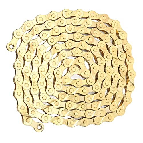 8 Speed Bike Chain 116 Links - Gold Flatbed Replacement Chain for Mountain & Road Bikes | Durable & Smooth Shifting | Perfect for Commuting, Trail Riding & Daily Cycling