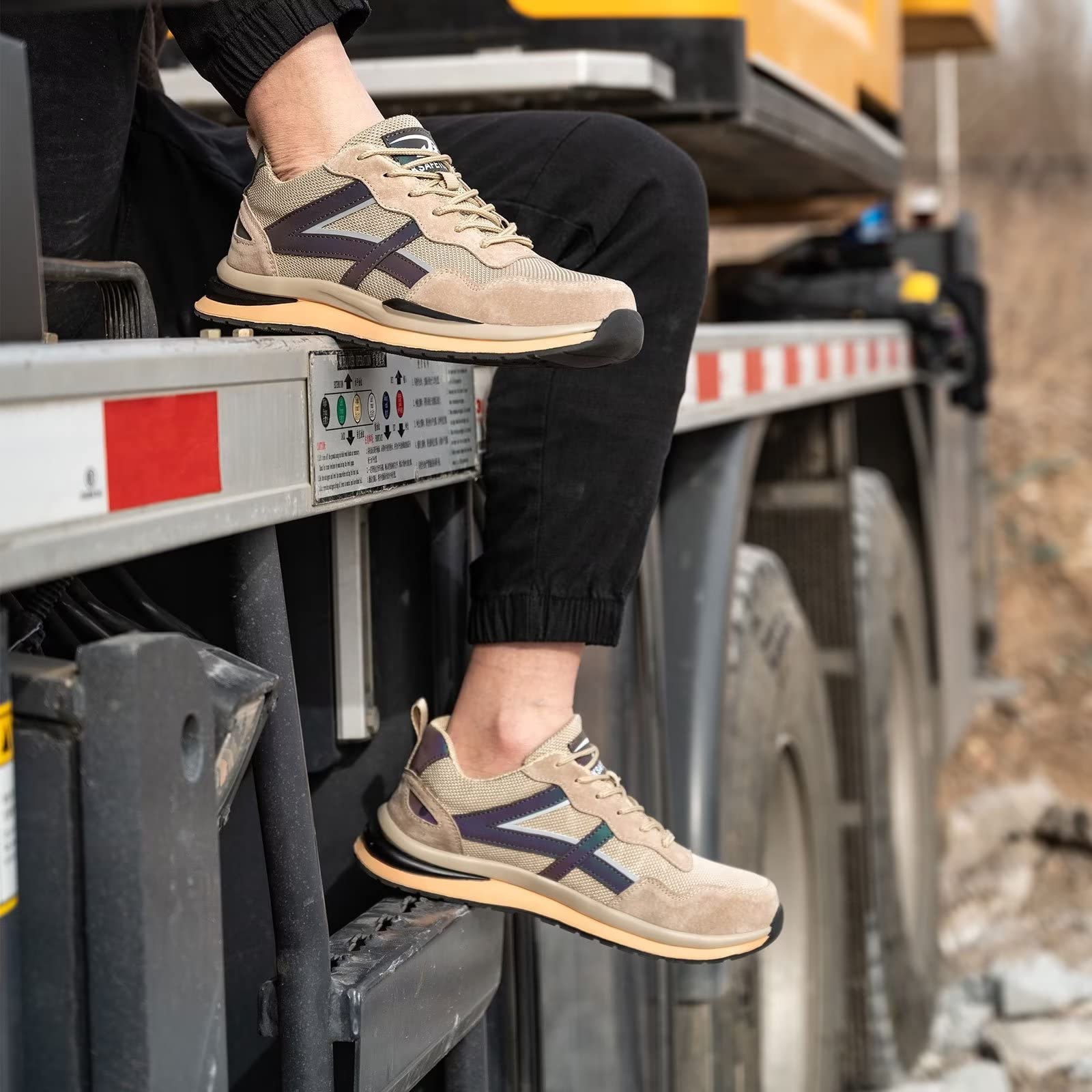 Men's Steel Toe Work Shoes - Lightweight & Breathable Safety Sneakers for Construction & Industrial Work
