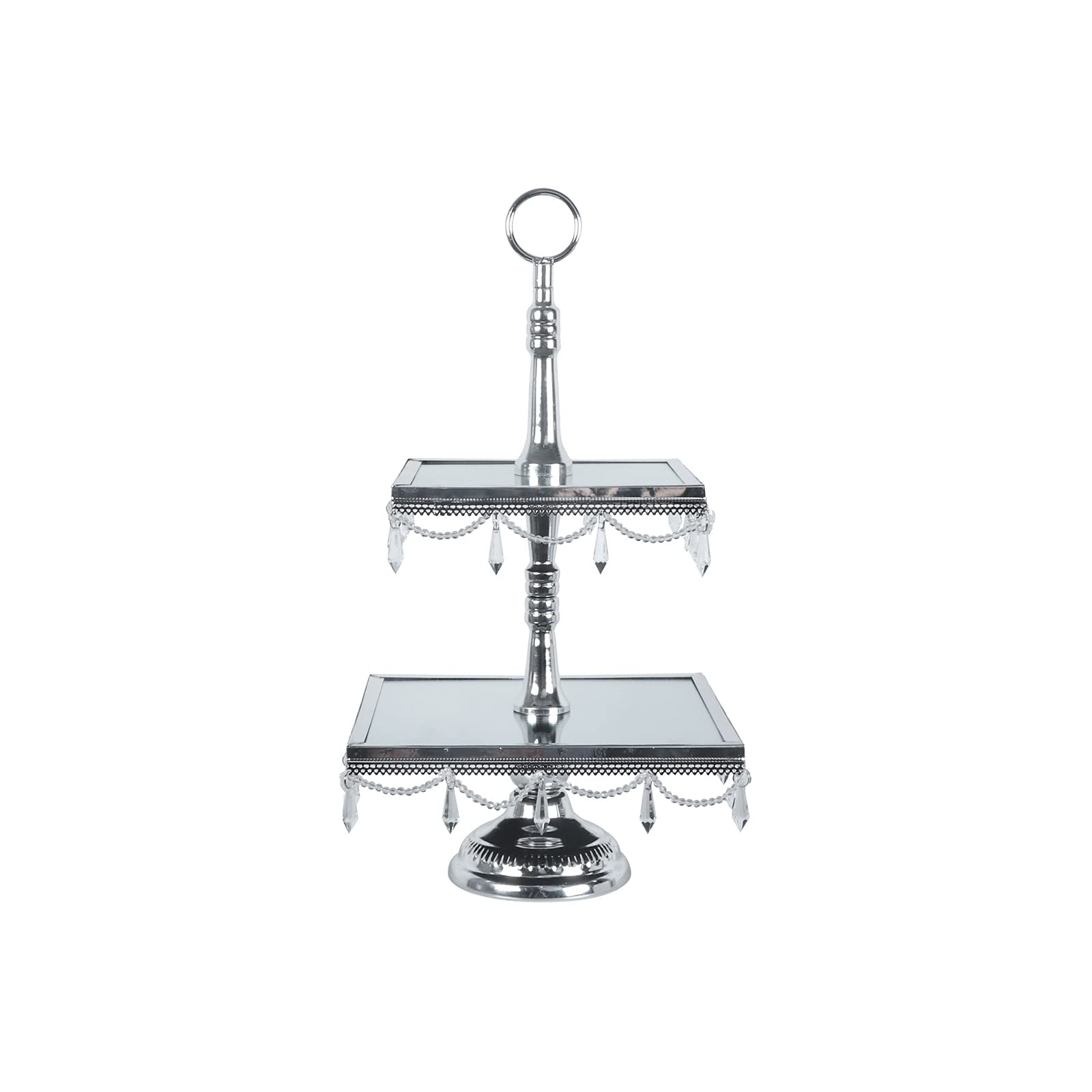 3-Tier Metal Cake Stand with Handle & Crystal Tray - Elegant Cupcake Display Stand for Weddings, Parties & Dessert Tables - Durable Pastry Tray for Cakes, Macarons & Sweet Treats Display