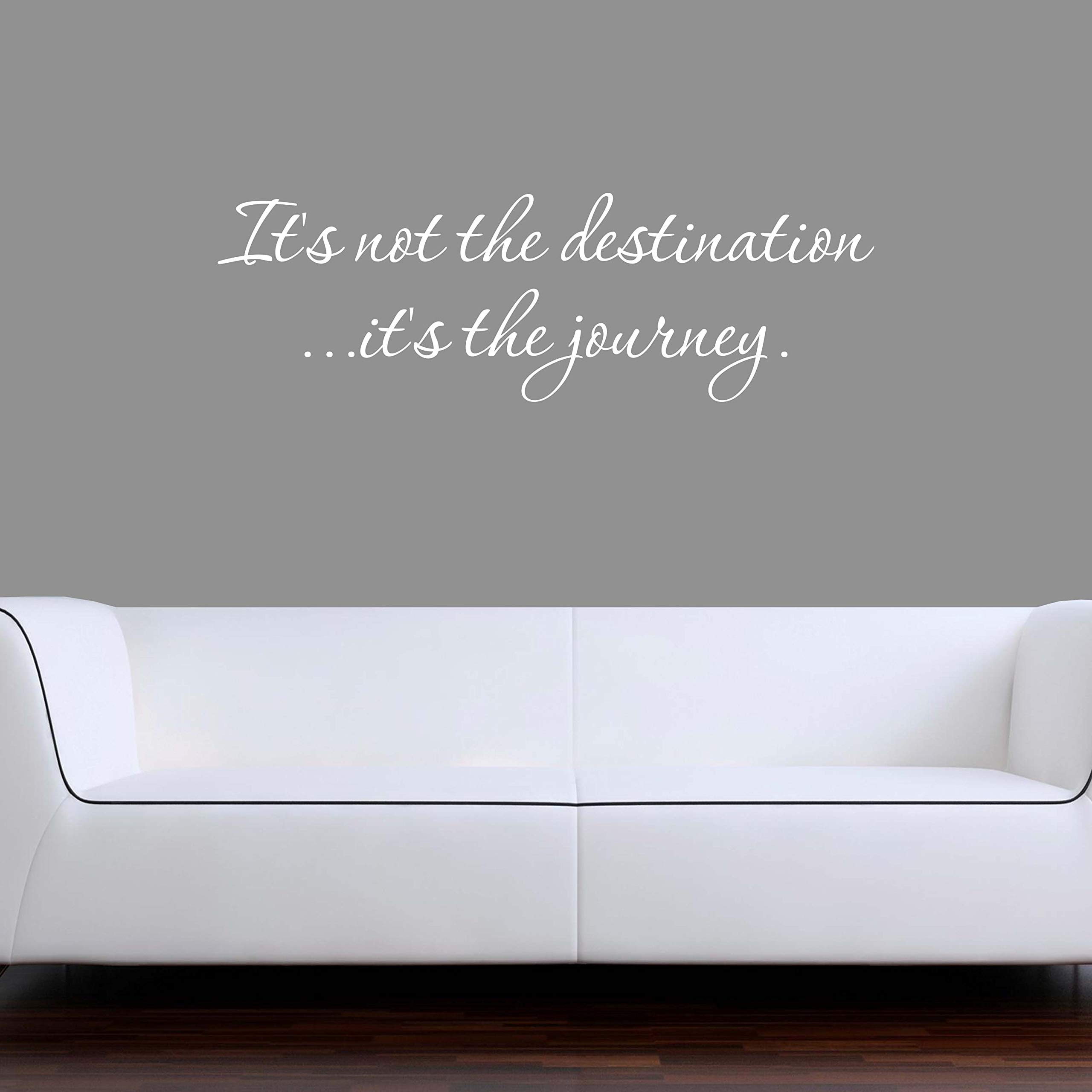 Inspirational Vinyl Wall Decal Sticker - 'It's Not The Destination It's The Journey' Quote | Motivational Home & Office Decor | Kids Room Decals | 55x17.5 Inches - White | Perfect for Bedrooms, Living Rooms & Workspaces