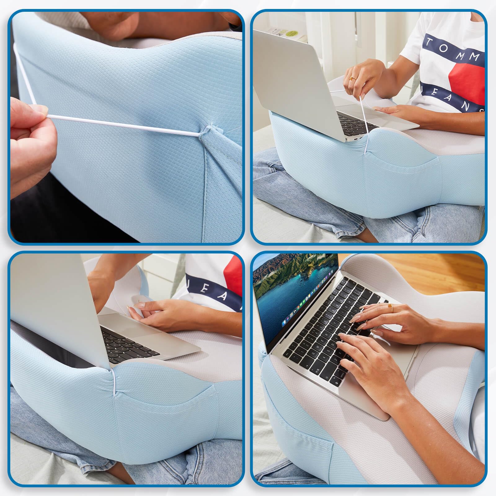 Ergonomic Lap Desk for Laptop with Soft Cushion - Portable Laptop Stand for Bed, Sofa & Travel - Adjustable Computer Workstation for Home Office, Dorm & Coffee Shop Use