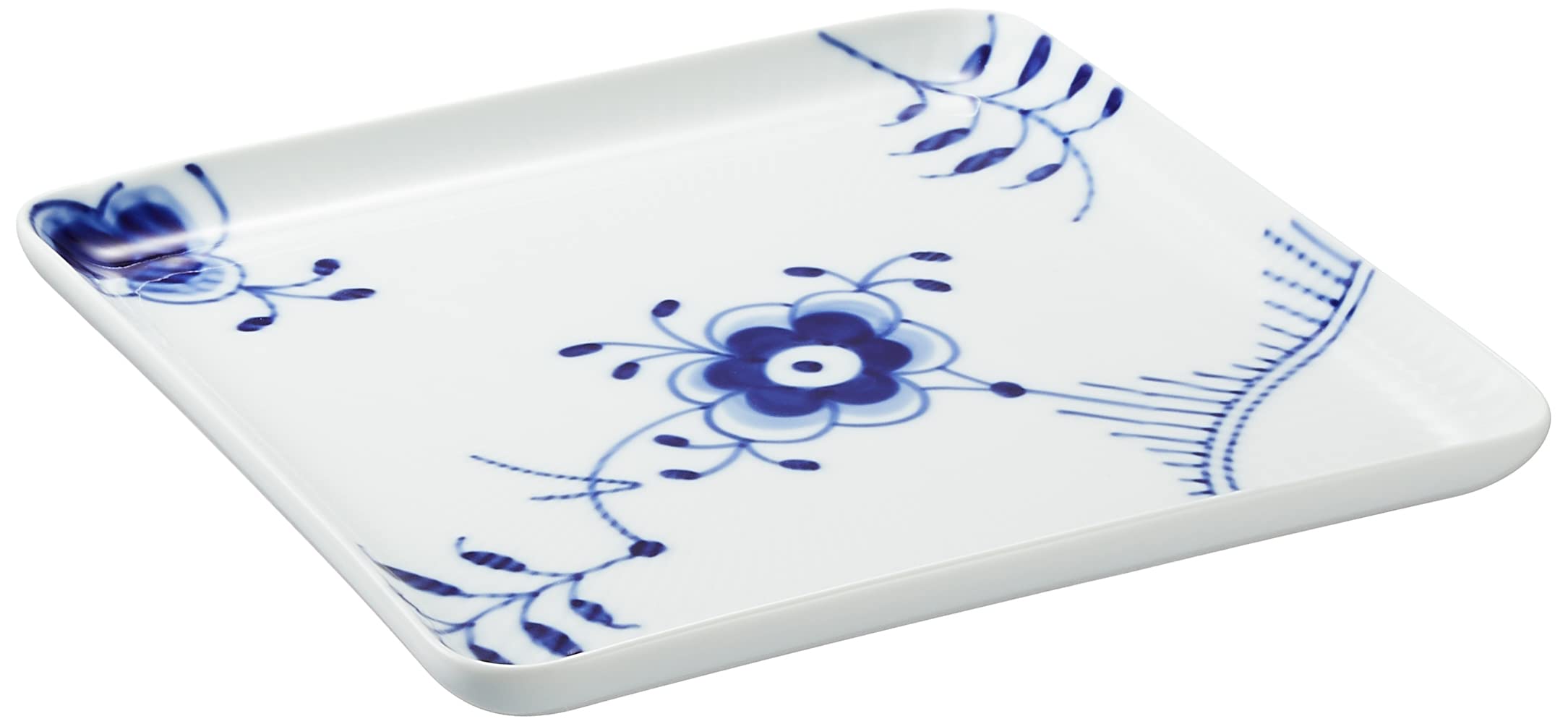 Royal Copenhagen 1027458 Blue Fluted Mega Square Dish - 7.9 Inch (20 cm) Ceramic Plate for Wedding Gifts, Anniversary, Bridal Shower & Home Decor - Elegant Serving Platter for Desserts, Appetizers & Special Occasions