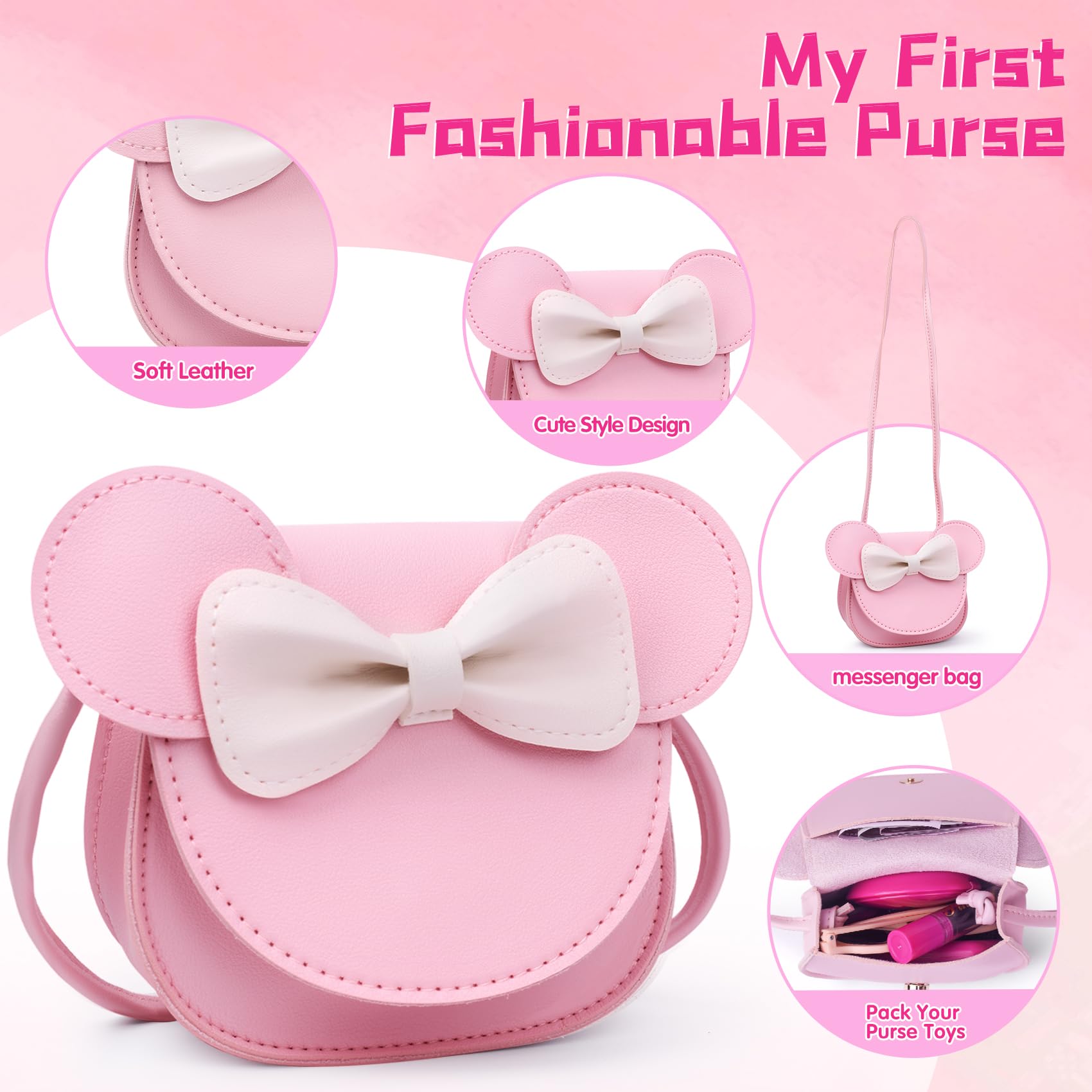 Girls Pretend Play Purse with Makeup Toys - Gift for 3-8 Year Olds | Birthday & Christmas Present for Toddlers