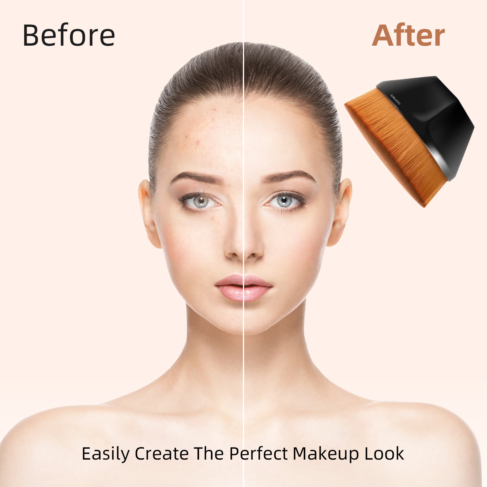 FACEMADE Professional Foundation Makeup Brush for Liquid, Cream & Powder Cosmetics | Soft Bristles for Flawless Blending | Includes Protective Travel Case | Perfect for Daily Makeup & On-the-Go Touch Ups