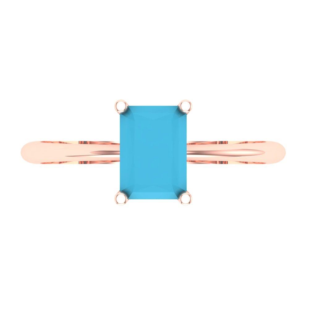 1.0 ct Radiant Cut Simulated Turquoise Solitaire Ring - 18K Rose Gold Engagement, Wedding, Promise & Anniversary Jewelry for Women | Perfect for Proposals, Bridal Gifts & Special Occasions