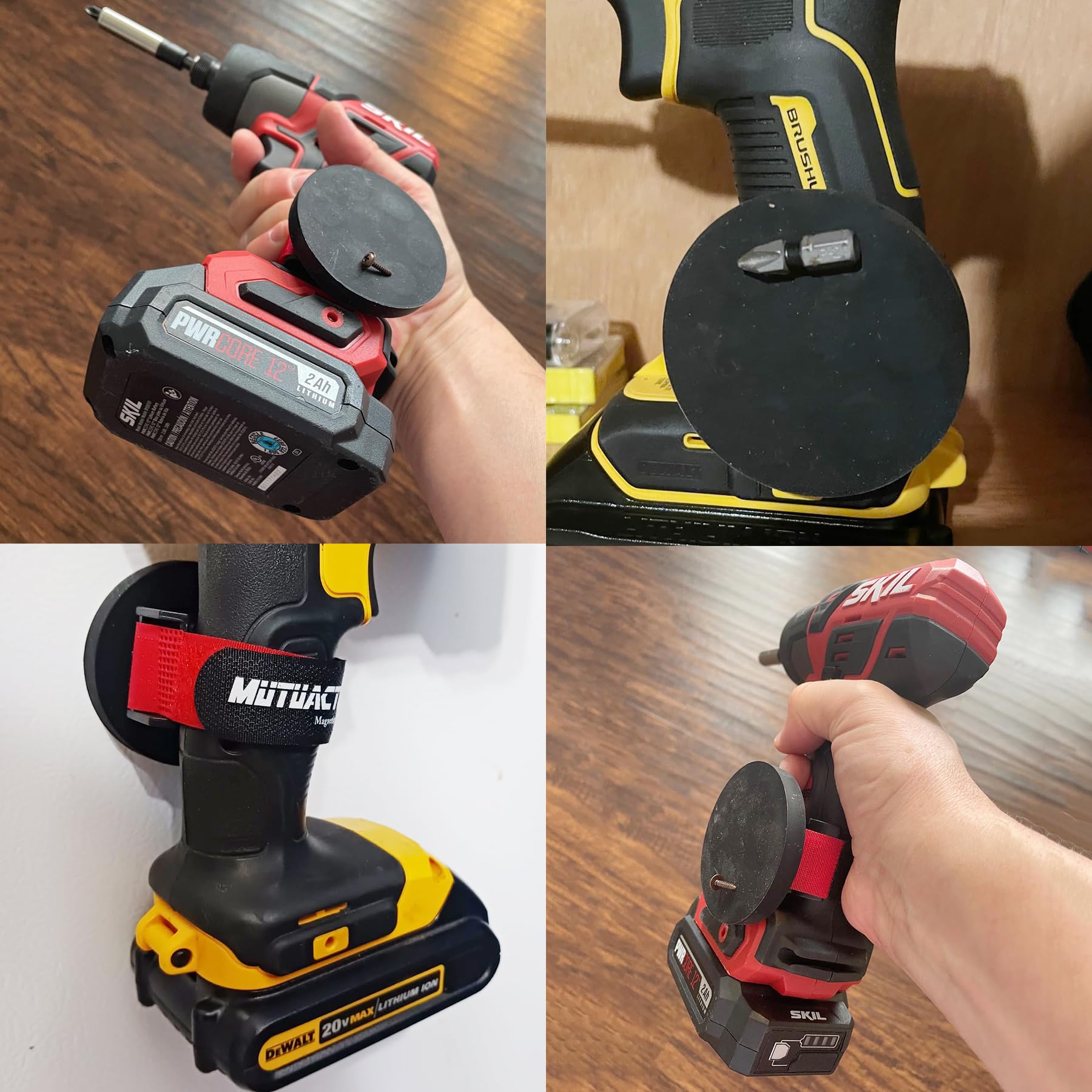 MUTUACTOR Heavy Duty Magnetic Drill Holder - Quick Release Magnetic Tool Holster for Cordless Drills, Impact Wrench, Screws, Bits & Nails (1 Set) | Perfect for Workshop, Garage & Construction Site Organization