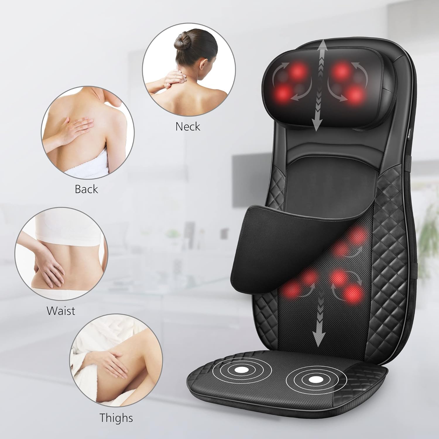 Shiatsu Neck and Back Massager with Heat - Adjustable Kneading Rolling Massage Chair Pad for Neck, Back & Shoulder Pain Relief - Perfect Gift for Mom and Dad - Ideal for Home, Office & Car Use