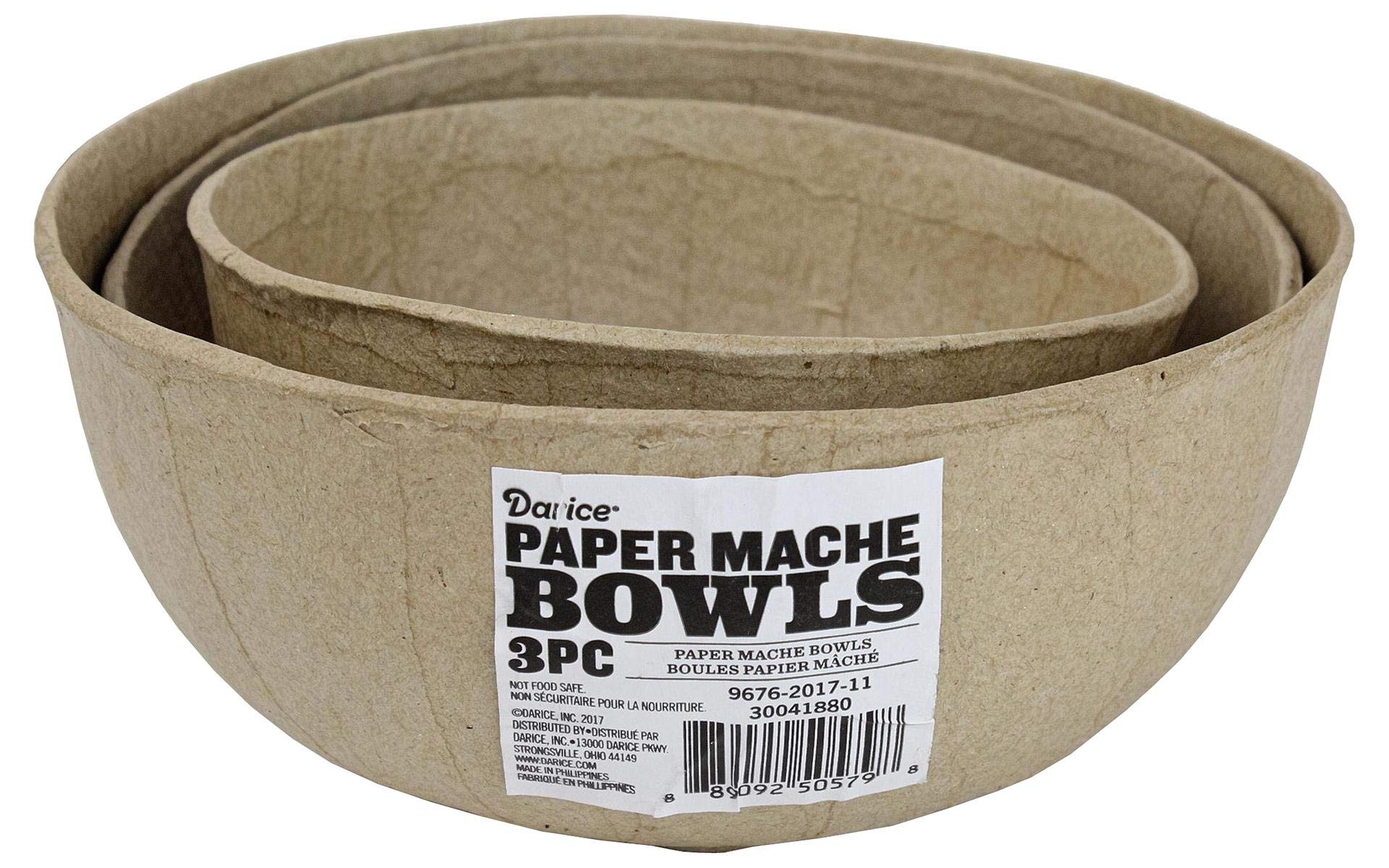 Darice 3-Piece Natural Paper Mache Craft Kit for DIY Projects, Home Decor, and School Art Activities