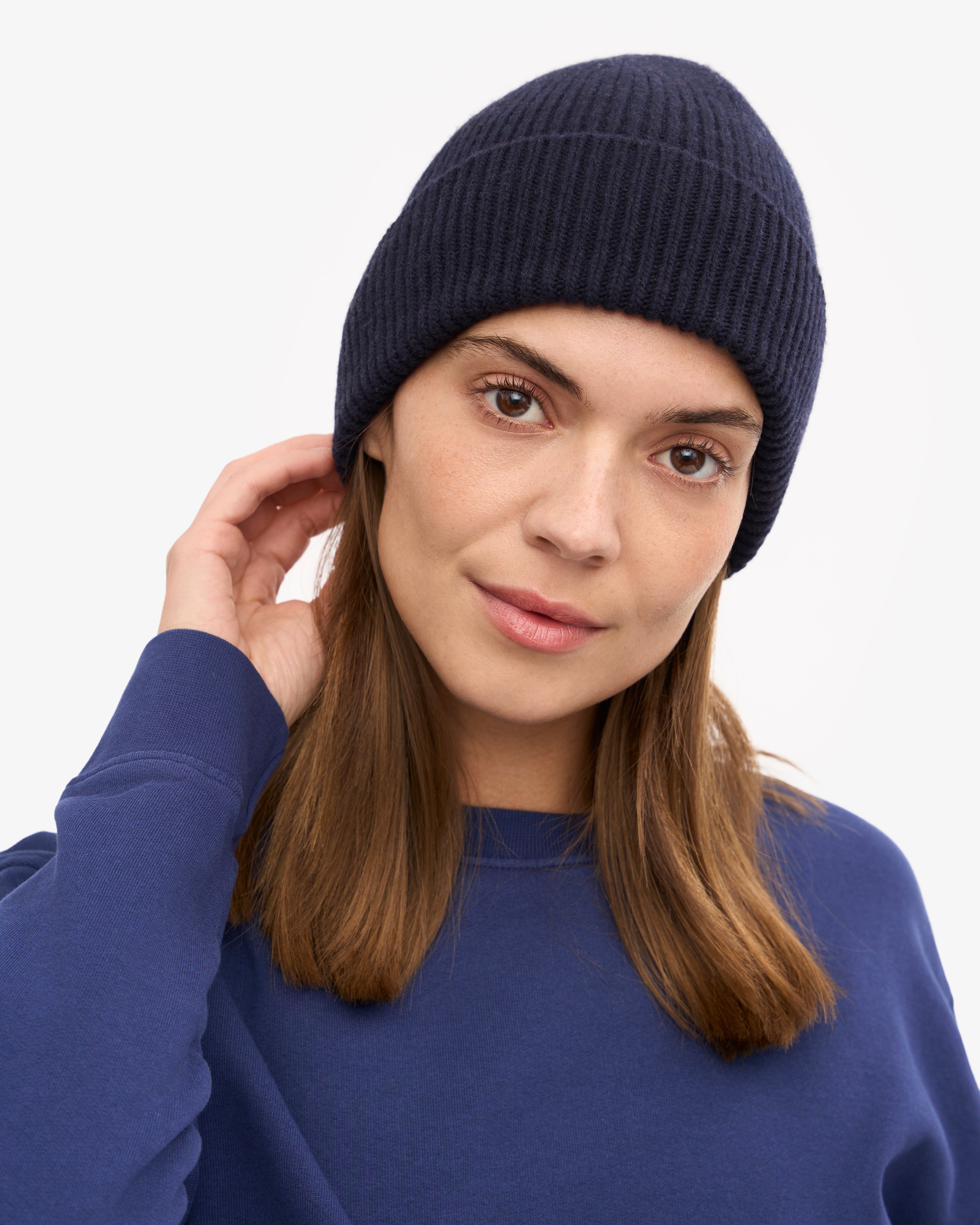 Premium Merino Wool Beanie for Men & Women - Soft Warm Winter Hat in Navy Blue - Perfect for Skiing, Hiking & Outdoor Activities