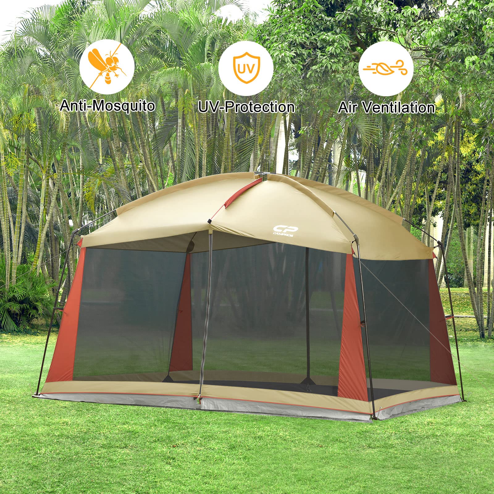 12x10 Ft CAMPROS Screen House Tent - Mesh Net Wall Canopy Shelter for Camping, Patios & Outdoor Activities | Perfect for Backyard BBQs, Picnics & Bug-Free Relaxation