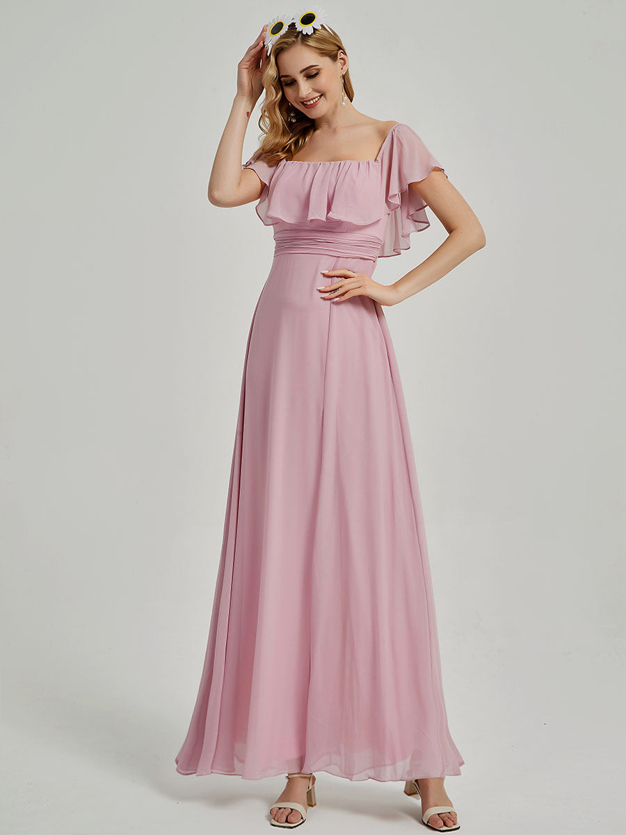 Elegant Black Convertible Off-Shoulder Chiffon Bridesmaid Maxi Dress with High Slit - Perfect for Weddings, Parties & Formal Events