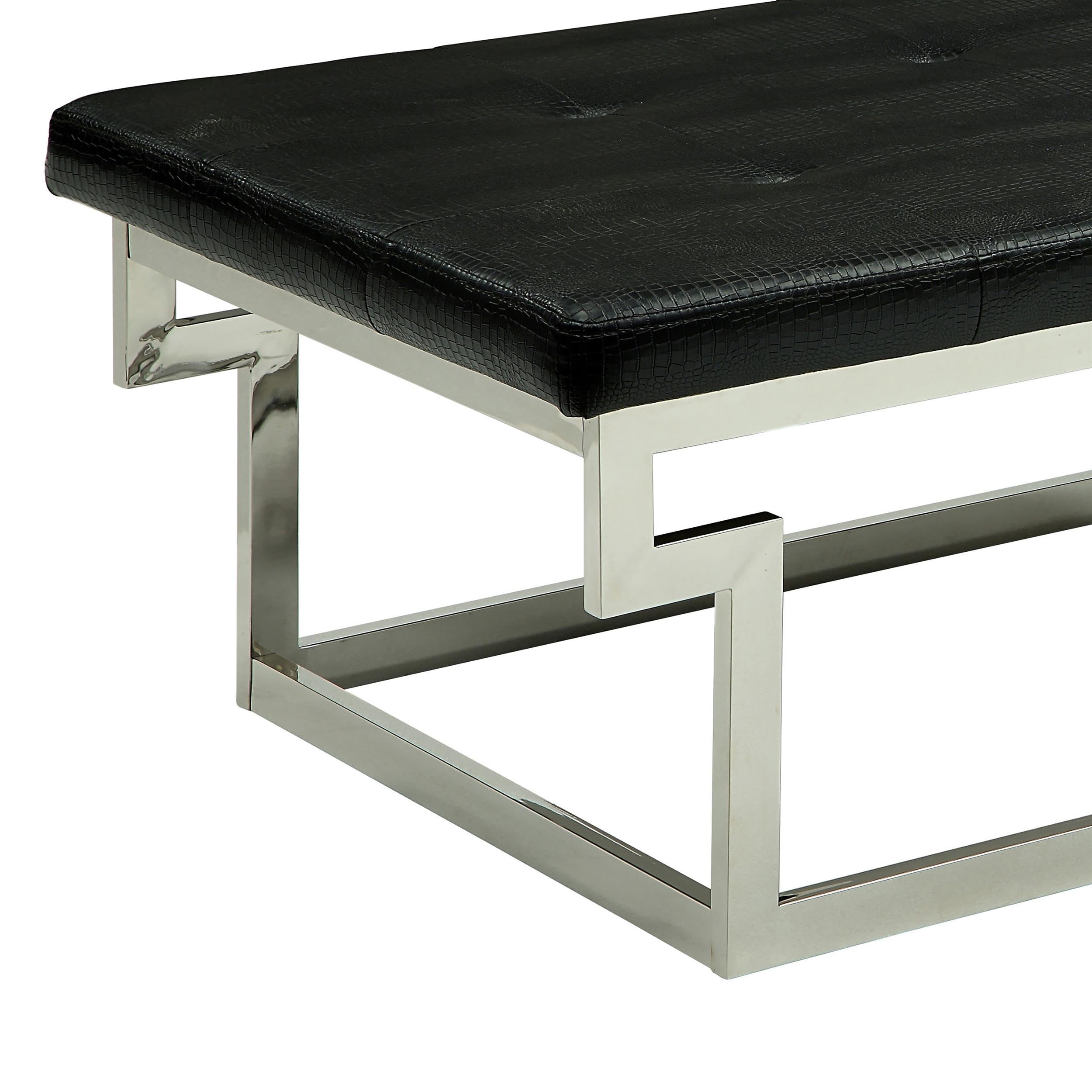 Furniture of America Jaxi Contemporary Black Faux Leather Tufted Bench - Stylish Entryway, Bedroom or Living Room Seating Solution