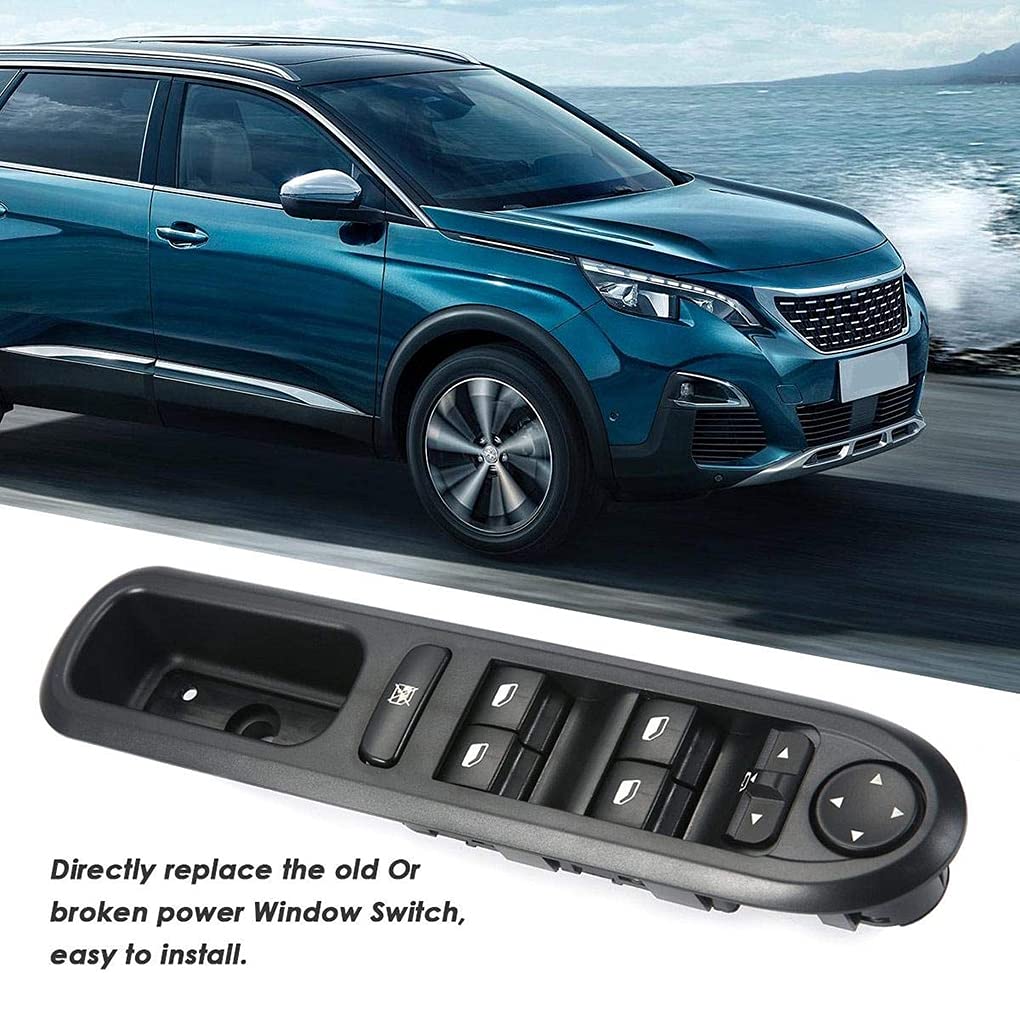 Peugeot 407 6D 2004-2014 Power Window Switch Control Panel Replacement - Window Lifter 6554.ER - Compatible with Driver & Passenger Side Windows - Perfect for Car Window Repair & Maintenance