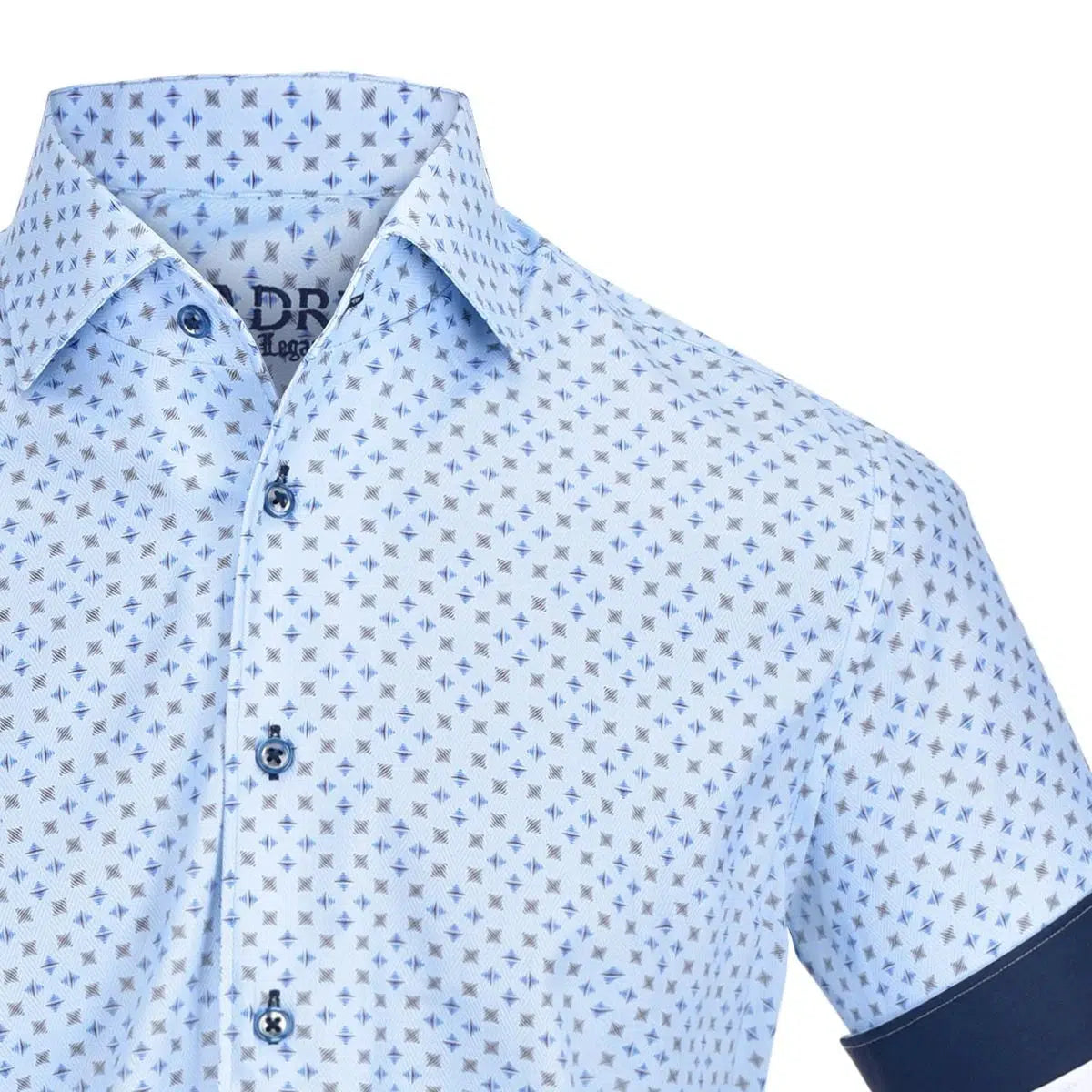 CMW548R Men's Cuadra Blue Casual Fashion Medallion Abstract Print Shirt - Stylish & Comfortable for Everyday Wear, Office, and Social Events