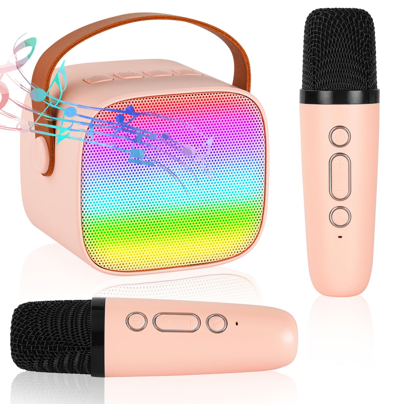 Ainiv Wireless Karaoke Microphone with 2 Mics, LED Lights & Voice Changer - Kids Singing Microphone Toy for Girls & Boys - Perfect for Birthday Gifts, Home Karaoke Parties & Family Fun