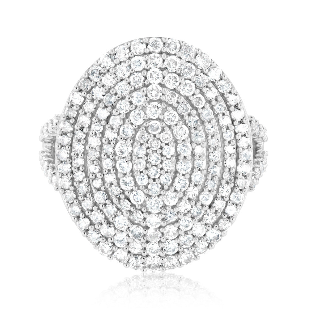 2 Carat Diamond Cluster Ring in 9ct Yellow Gold - Elegant Wedding Band & Anniversary Gift for Women - Perfect for Engagements, Proposals & Special Occasions